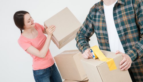 Boxes and household items prepared for a flat move in Camden