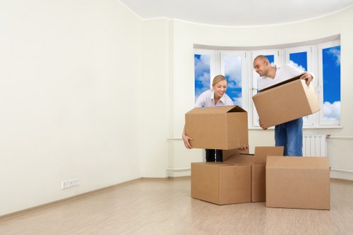 Student removals team handling boxes in Camden
