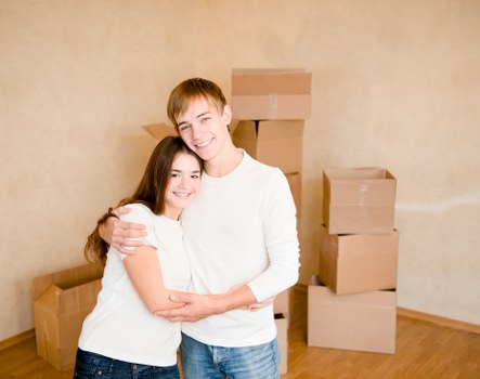 Moving boxes and furniture through a Camden residential building