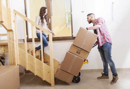 Packed boxes and furniture ready for same-day removal