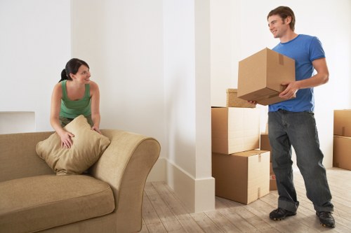 Boxes and household items being loaded for house removals in Camden